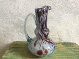 Arta / Vintage / Design - Vaza model deosebit tip carafa realizata manual din sticla colorata mijlocul sec XX !