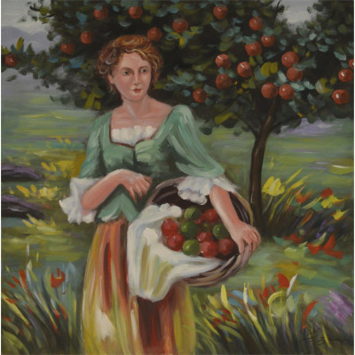 Femeie cu un cos de mere- pictura in ulei PC-117 foto