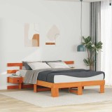 Cumpara ieftin Cadru de pat cu headboard Maro 140 x 200 cm Lemn de pin masiv