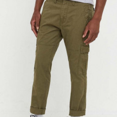 Superdry pantaloni barbati, culoarea verde, drept