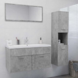 VidaXL Set mobilier de baie, gri beton, PAL