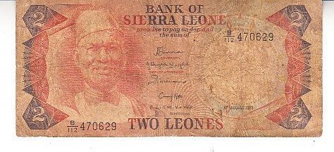 M1 - Bancnota foarte veche - Sierra Leone - 2 leones - 1985