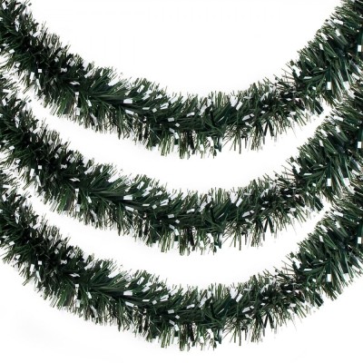 Beteală Crăciun, Verde Ninsă, 3m x 8cm, Plastic foto