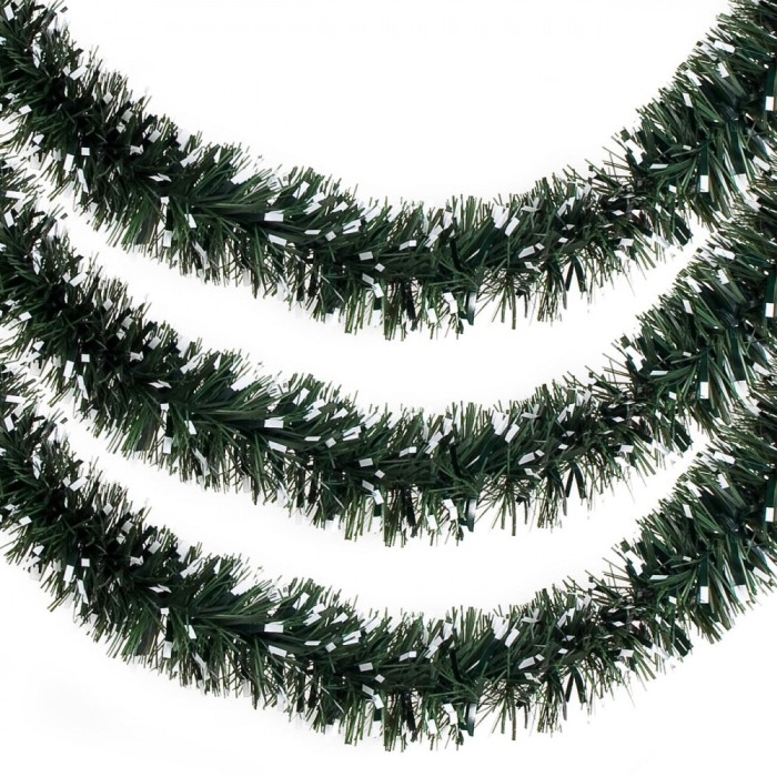Beteală Crăciun, Verde Ninsă, 3m x 8cm, Plastic