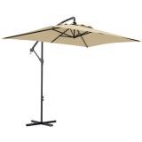 Outsunny Umbrelă Suspendată cu Orificii de Ventilaţie, Bază &icirc;n Cruce şi Manivelă, 3x2 m, Bej | Aosom Romania