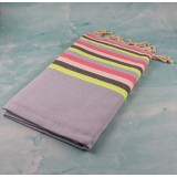 Prosop Plajă | Fouta |Tunis Gri Albăstrui Cu Dungi Albe 200 x 100 cm