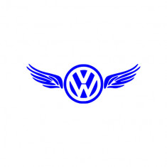 Sticker auto &amp;quot;Volkswagen cu aripi&amp;#039;&amp;#039;, 20x7 cm, Albastru foto