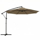 Outsunny Umbrelă laterală rotundă 3 m, umbrelă de grădină &icirc;nclinabilă cu husă de protecție, poliester protecție UV UPF50+, Kaki | Aosom Romania