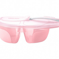 Set Castron cu 2 compartimente si lingurita KikkaBoo Tasty Pink