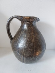 Vas ceramic mare semnat E. Stade 1989 &ndash; ceramică artizanală decorativă, 32 cm, design rustic elegant