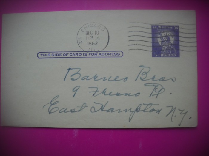 HOPCT 7592 CARTE POSTALA VECHE STAMPILOGRAFIE CHICAGO 1962 -SUA-AMERICA DE NORD -CIRCULATA