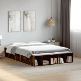 VidaXL Cadru de pat, stejar afumat, 120x190 cm, lemn prelucrat
