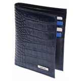 Portofel barbati din piele naturala, design crocodil, bleumarin, 10 x 13 cm, 589CROCOBLM, NANO BELT