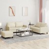 VidaXL Set de canapele cu perne, 3 piese, crem, piele ecologică