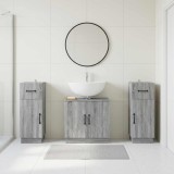 Cumpara ieftin Set de cabinet pentru baie cu 3 piese HOORN 3 buc. Sonoma gri
