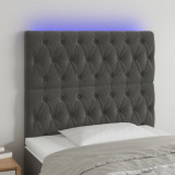 VidaXL Tăblie de pat cu LED, gri &icirc;nchis, 100x7x118/128 cm, textil