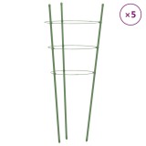 Cumpara ieftin Suport plante de gradina cu 3 inele, 5 buc, verde, 60 cm, otel