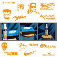 Set 13 Stickere Auto Portocalii Premium , Spiderman, Hulk, Terminator, Royal Stance E i altele