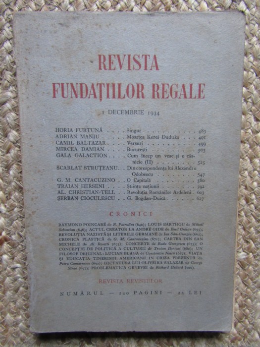 Revista Fundatiilor Regale Anul I IDECEMBRIE 1934 Nr. 12