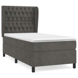 Cumpara ieftin Pat box spring cu saltea, gri inchis, 80x200 cm, catifea