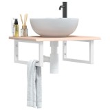 vidaXL Raft pentru lavoar montat pe perete, oțel și lemn masiv stejar 3302592