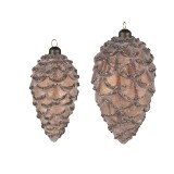 Cumpara ieftin Set 2 globuri brad Craciun sticla maro 9x18 cm, 7x15 cm