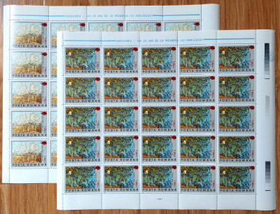 RO 2000 ,LP 1513 , &amp;quot; 100 ani m. Van Gogh s./1990&amp;quot; , serie in coli de 25,MNH foto