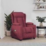 VidaXL Fotoliu de masaj electric rabatabil, roșu vin, textil