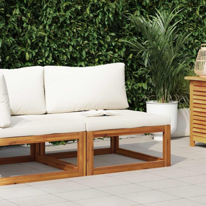 vidaXL Canapea modulară de mijloc, perne alb crem, lemn masiv acacia 311863
