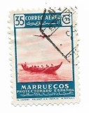 Marocul spaniol - Posta aeriana - Imagini nationale, 1953 - valoare obliterata