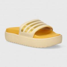 adidas papuci femei, culoarea galben, cu platforma, IF3422