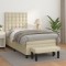 vidaXL Pat box spring cu saltea, crem, 100x200 cm, piele ecologică 3137649