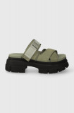 UGG papuci din nubuc Ashton Slide culoarea verde, cu platforma, 1136765