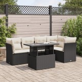 Cumpara ieftin Gossi set mobilier de gradina cu perne, 6 piese, negru, poliratan
