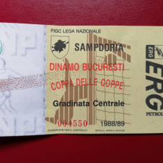 Bilet Fotbal Sampdoria Dinamo Bucuresti 1988/89