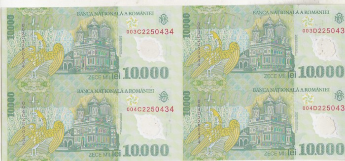 bnk bn 10000 lei 2000 Ghizari - coala de 4 ,certificat de autenticitate