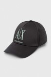 Armani Exchange șapcă de baseball din bumbac culoarea negru, cu imprimeu