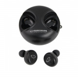 Cumpara ieftin Casti In-Ear wireless TWS, Esperanza Aries, Bluetooth v.5.0, cu statie de incarcare, negre