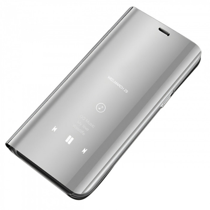 Husa Plastic OEM Clear View pentru Samsung Galaxy A42 5G, Argintie