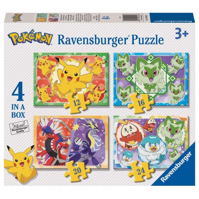 Ravensburger - Puzzle Pokemon 4 buc in cutie 12 16 20 24 piese
