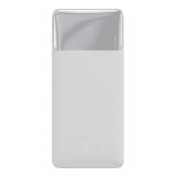 Powerbank cu afișaj 30000mAh 15W alb + cablu USB - Micro USB 0,25m alb Baseus Bipow