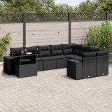 Cumpara ieftin Set canapele de grădină cu perne, 10 piese, negru, poliratan