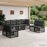 Cumpara ieftin Set de canapele de exterior 8-Locuri Negru Poliester