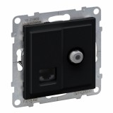 Cumpara ieftin Priza TV de capat tip F + RJ45 UTP CAT6 Legrand Suno negru 721462