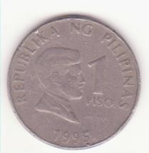 Filipine ( Philippines) 1 piso 1995 -Jose Rizal, primul an de batere. foto