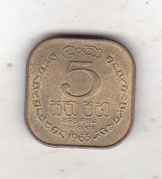bnk mnd Sri Lanka 5 centi 1963 unc foto