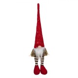 Figurina Decorativă Gnome, 37 cm, Căciulă Roșie Paiete, Picioare Suspendabile, Oem