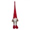 Figurina Decorativă Gnome, 37 cm, Căciulă Roșie Paiete, Picioare Suspendabile