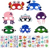 Set de 8 masti si 10 foi cu tatuaje autocolante pentru copii Jimiston, pasla/hartie, multicolor, 22,86 x 14,2 cm