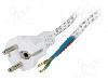 Cablu alimentare AC, 3m, 3 fire, culoare alb, cabluri, CEE 7/7 (E/F) mufa, Goobay - 50504
